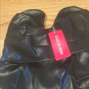 SHEIN ICON Glossy Black Top